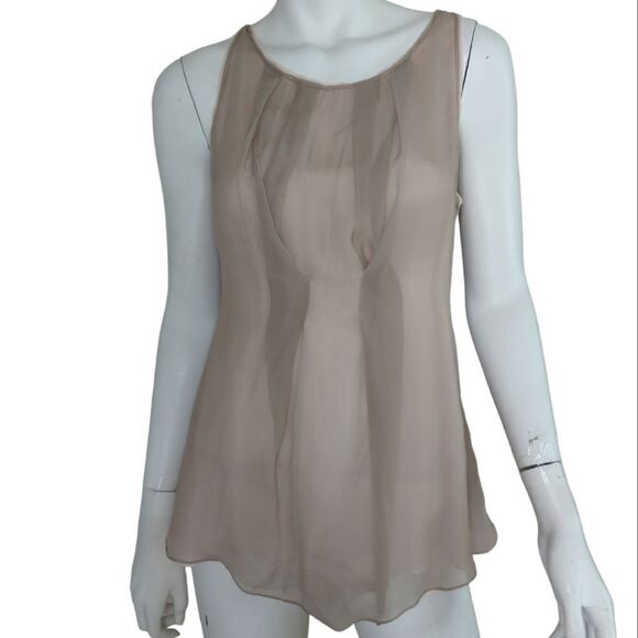Brunello Cucinelli Cream Layered Minimalist Silk Shell - Picture 1 of 11